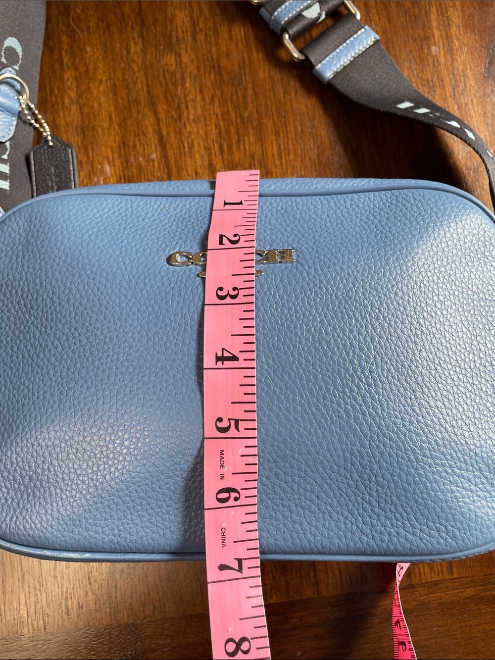 Coach Jaime Blue Soft Pebbled Leather Camera Crossbody with guitar Strap - Picture 9 of 12